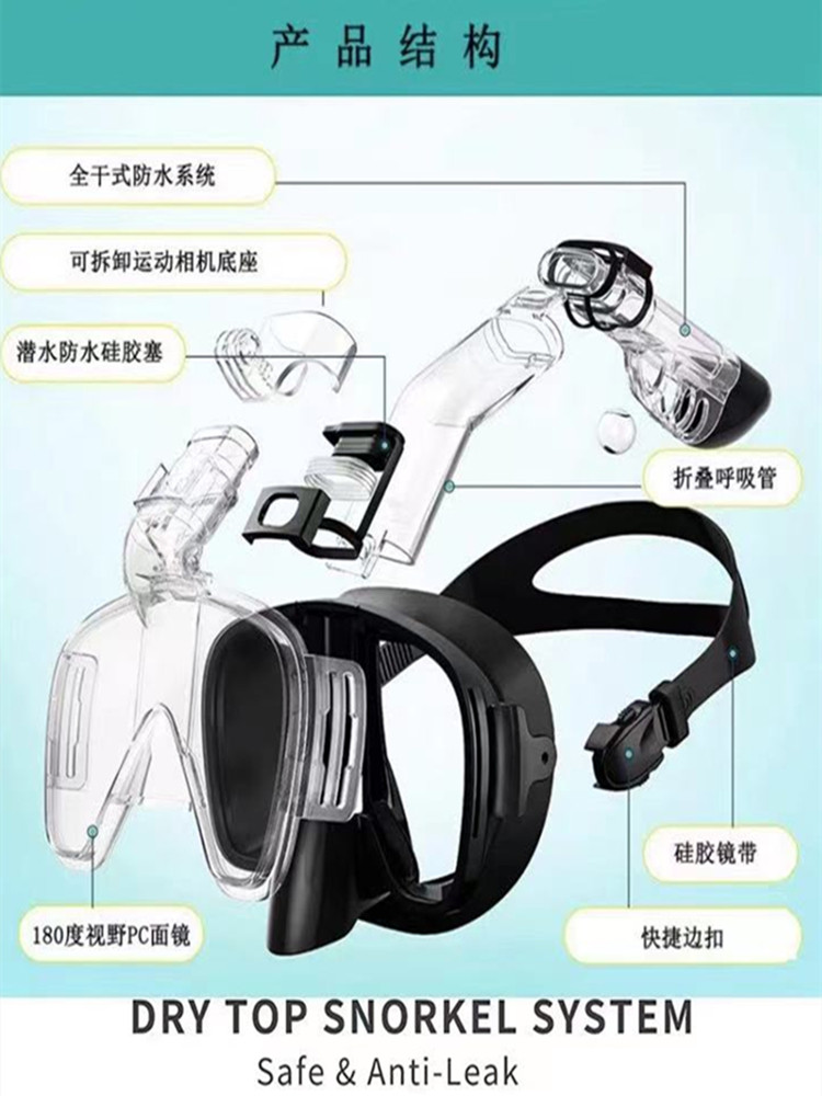 Maschera Snorkeling Full Face Seaview X - Certificata DEKRA, Anti-Appannamento, 100% Silicone - Foto 3