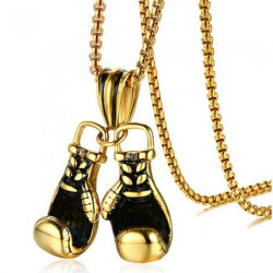 2024 European and American Double Fist Titanium Steel Pendant Necklace Personality 2024 European and American Double Fist Titanium Steel Pendant Necklace Personality