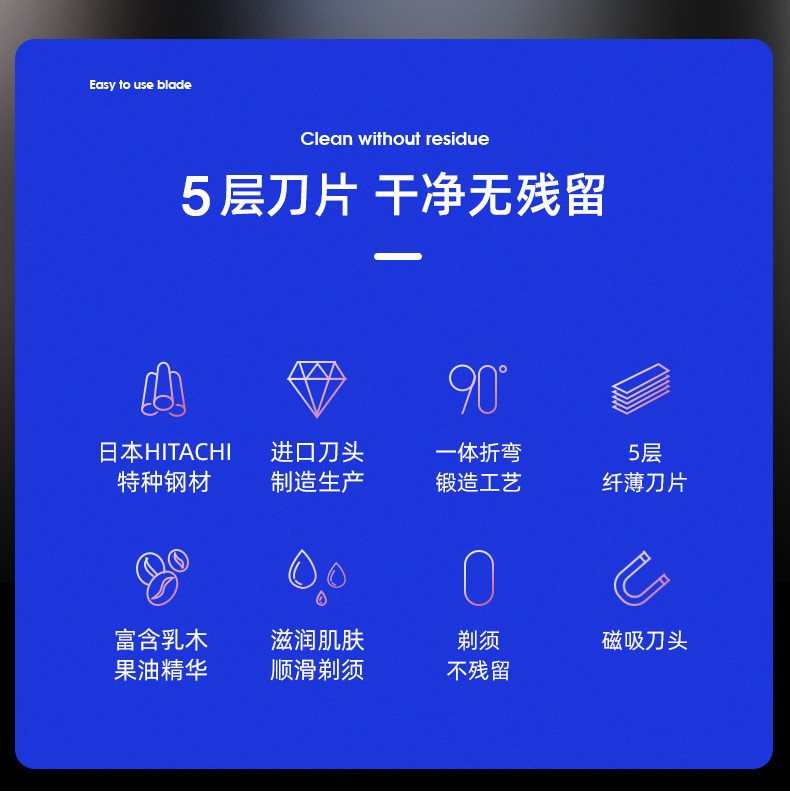 HUANXING 면도기 수동 남성용 독일 블레이드 홀더 5 블레이드 HUANXING 구식 면도기 선물 상자 세트-