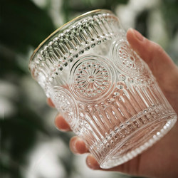 Retro Embossed Glass Cup ins Simple Sunflower Water Cup Transparent Gold-Rimmed Drink Cup European Style Personalized Wine Glass Retro Embossed Glass Cup ins Simple Sunflower Water Cup Transparent Gold-Rimmed Drink Cup European Style Personalized Wine Glass