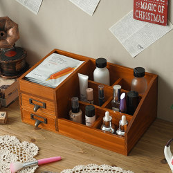 Drawer-Type Cosmetics and Perfume Retro Storage Box Zakka Desktop Dressing Table Wooden Facial Mask Lipstick Storage Rack Drawer-Type Cosmetics and Perfume Retro Storage Box Zakka Desktop Dressing Table Wooden Facial Mask Lipstick Storage Rack