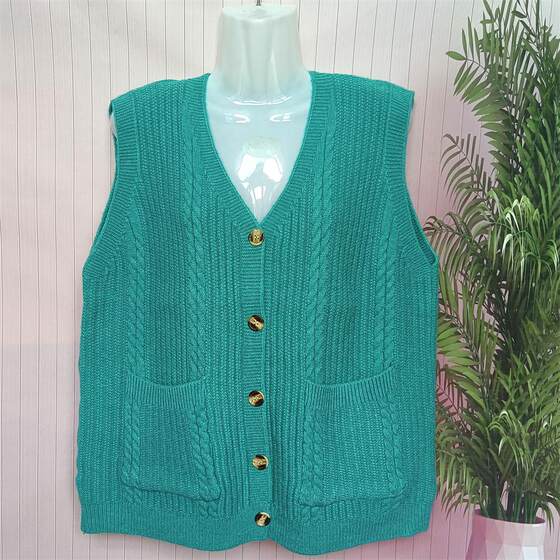 Mom, Spring and Autumn Thick Vest, Sleeveless Loose Elastic Sweater, Fashionable Belly Covering Top, Old Lady, Kam Shoulder Tank Top, Female Mom, Spring and Autumn Thick Vest, Sleeveless Loose Elastic Sweater, Fashionable Belly Covering Top, Old Lady, Kam Shoulder Tank Top, Female