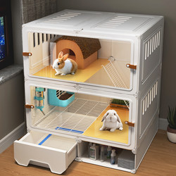 Panoramic Double-Layer Rabbit Cage, Extra-Large Luxury Pet Rabbit Villa with Toilet, Indoor Special Rabbit House Panoramic Double-Layer Rabbit Cage, Extra-Large Luxury Pet Rabbit Villa with Toilet, Indoor Special Rabbit House