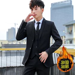 Autumn and Winter Groom's Wedding Suit, Korean Style Slim Fit Cotton Suit, Business Formal Wear, Casual Youth Groomsmen Suit Autumn and Winter Groom's Wedding Suit, Korean Style Slim Fit Cotton Suit, Business Formal Wear, Casual Youth Groomsmen Suit