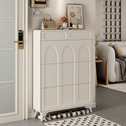 Cream-Style Ultra-Thin Tipping Shoe Cabinet for Home Entrance, Indoor Entryway, Integrated Storage Solution, Space-Saving Shoe Rack Cream-Style Ultra-Thin Tipping Shoe Cabinet for Home Entrance, Indoor Entryway, Integrated Storage Solution, Space-Saving Shoe Rack