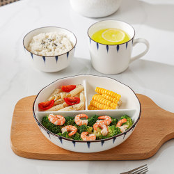 Divided Plate Lunch Box for Adults, Ceramic with a High-End Feel, Fitness and Weight Loss, Three-Compartment Breakfast Plate for One Person 211 Divided Plate Lunch Box for Adults, Ceramic with a High-End Feel, Fitness and Weight Loss, Three-Compartment Breakfast Plate for One Person 211