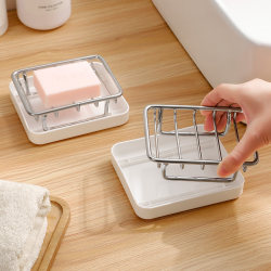 Stainless Steel Soap Dish Hollow Soap Holder Laundry Soap Box Draining Box Kitchen Sponge Holder Storage Rack Bathroom Stainless Steel Soap Dish Hollow Soap Holder Laundry Soap Box Draining Box Kitchen Sponge Holder Storage Rack Bathroom
