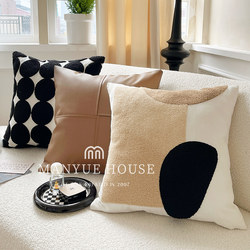Manyuejia Nordic Retro Style Pu Leather Pillowcase Sofa Abstract Lumbar Pillow Headboard Cushion with Insert Manyuejia Nordic Retro Style Pu Leather Pillowcase Sofa Abstract Lumbar Pillow Headboard Cushion with Insert