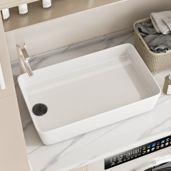 Ceramic Countertop Basin with Side Drainage for Balcony Washing Machine, Side Drain for Home Bathroom Sink, Single Basin for Small Apartments Ceramic Countertop Basin with Side Drainage for Balcony Washing Machine, Side Drain for Home Bathroom Sink, Single Basin for Small Apartments