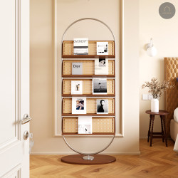 Bauhaus French-Style Book and Magazine Rack, Vintage Light Luxury Display Rack, Storage Bookshelf, Newspaper and Picture Book Rack, Solid Wood Bauhaus French-Style Book and Magazine Rack, Vintage Light Luxury Display Rack, Storage Bookshelf, Newspaper and Picture Book Rack, Solid Wood