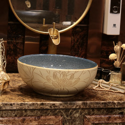 Large Lotus Home Retro Countertop Basin Chinese Style Enlarged Wash Basin Bathroom Wash Basin Art Wash Basin Large Lotus Home Retro Countertop Basin Chinese Style Enlarged Wash Basin Bathroom Wash Basin Art Wash Basin