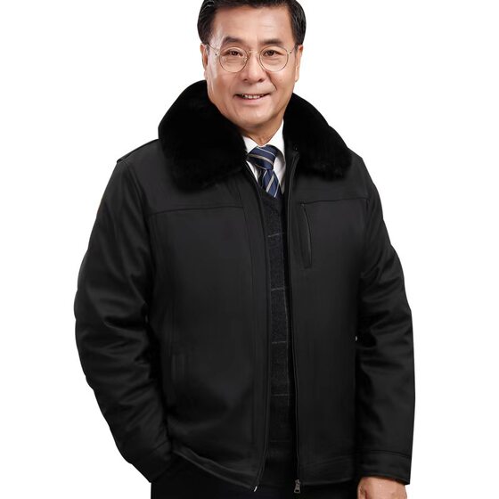 New style of middle-aged and elderly men's jacket with fur collar in autumn and winter zipper style daddy's cotton coat plus velvet casual jacket
New style of middle-aged and elderly men's jacket with fur collar in autumn and winter zipper style daddy's cotton coat plus velvet casual jacket