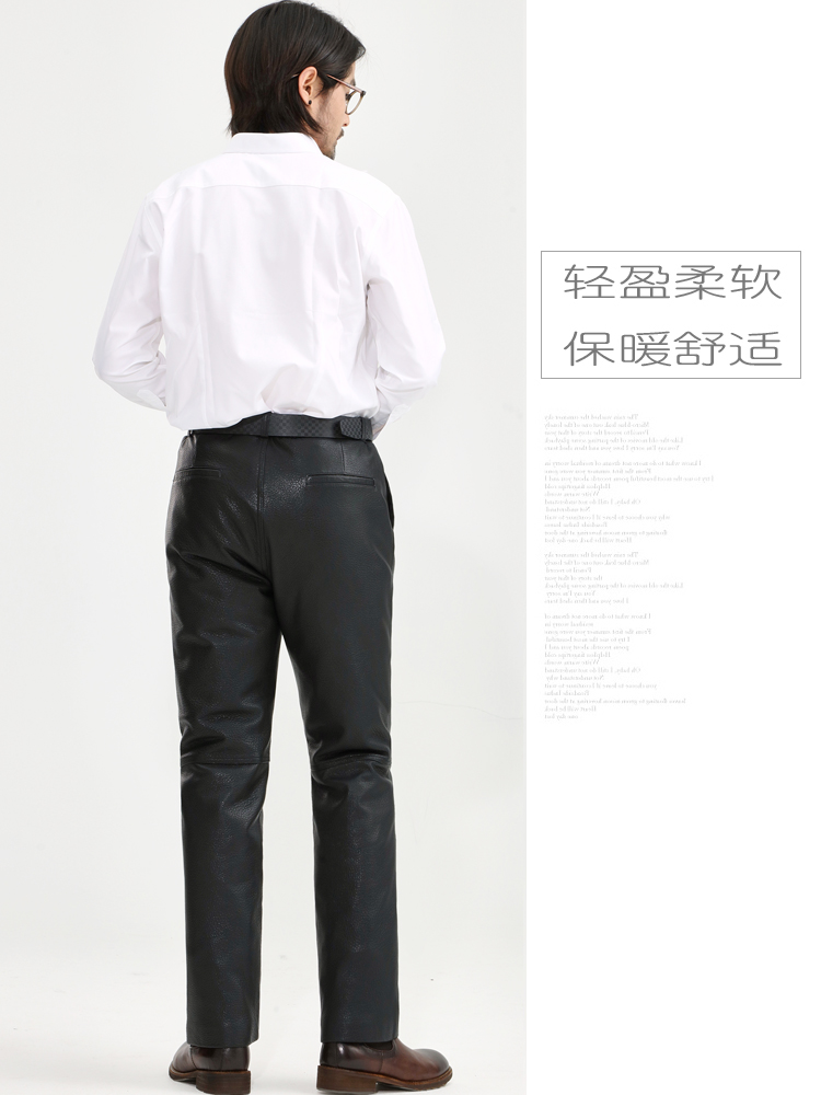 Hendivan Men's Genuine Leather Pants with Fox Fur Lining