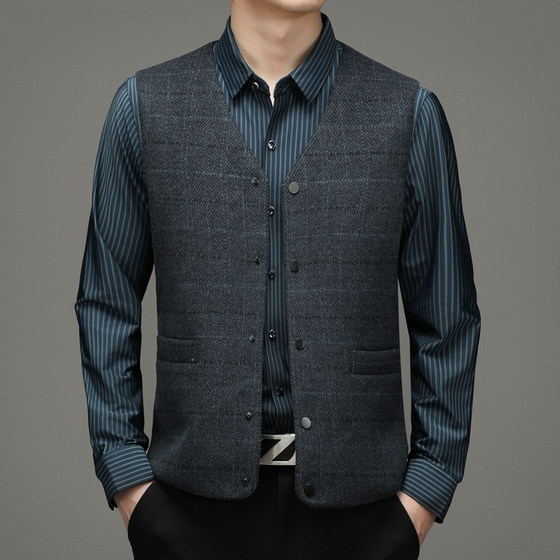 High-end wool vest men's winter middle-aged business casual sleeveless vest vest jacket thermal inner and inner
High-end wool vest men's winter middle-aged business casual sleeveless vest vest jacket thermal inner and inner