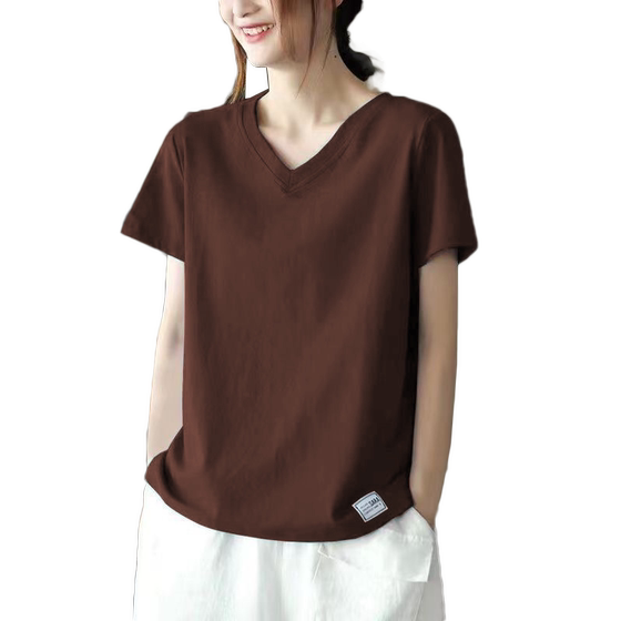 New summer label new women's tops with large size belly-covering and slimming V-neck short-sleeved T-shirt temperament base shirt
New summer label new women's tops with large size belly-covering and slimming V-neck short-sleeved T-shirt temperament base shirt