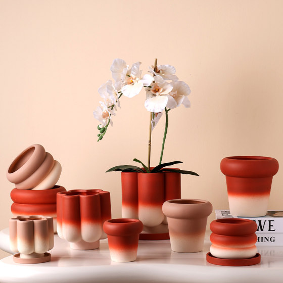New Year's red phalaenopsis flower pot light luxury high-end home ceramic combination pot high-end orchid special flower pot New Year's red phalaenopsis flower pot light luxury high-end home ceramic combination pot high-end orchid special flower pot