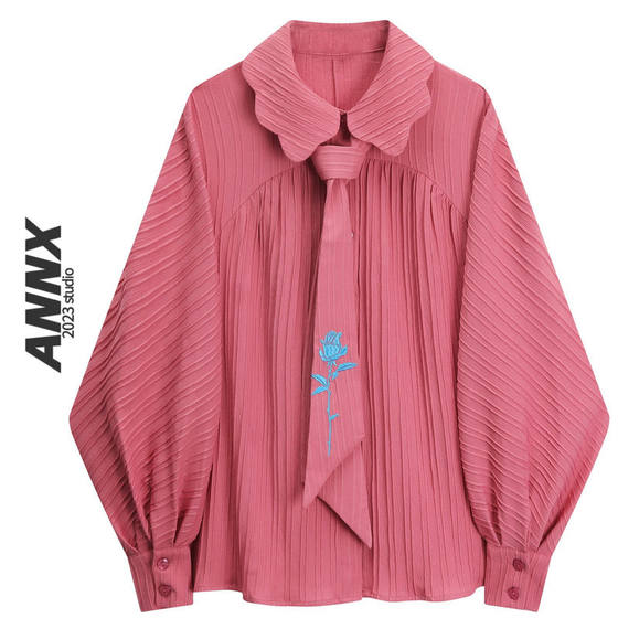 Large size fat mm retro lapel long sleeve satin pink design French loose casual unique inner top trendy
Large size fat mm retro lapel long sleeve satin pink design French loose casual unique inner top trendy