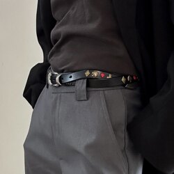 Poker Metal Leather Belt Accessories for Women 2025 New Adjustable Retro Versatile Personalized Unisex Studded Belt Poker Metal Leather Belt Accessories for Women 2025 New Adjustable Retro Versatile Personalized Unisex Studded Belt