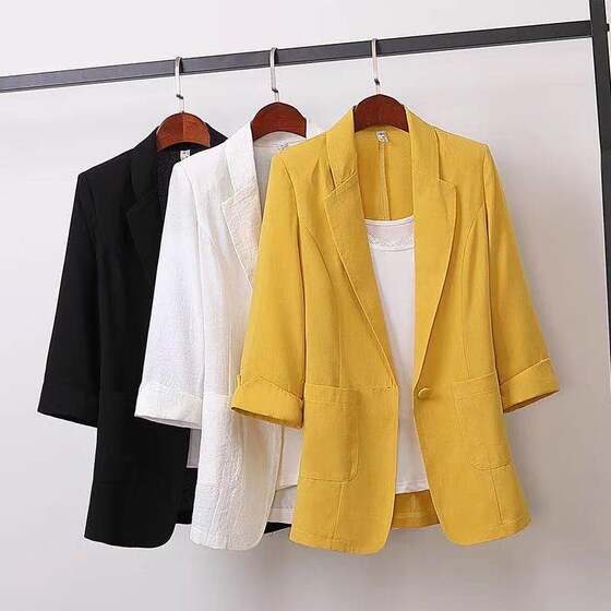 Pure cotton linen West outfit 2021 spring and summer new literary and casual wild cotton, linen small western suit women's clothing Pure cotton linen West outfit 2021 spring and summer new literary and casual wild cotton, linen small western suit women's clothing
