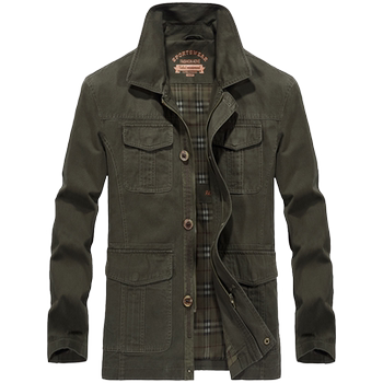 Spring and autumn pure cotton jackets men's medium long outdoor loose casual workers jacket middle -aged multi -pocket lapel jacket
 Spring and autumn pure cotton jackets men's medium long outdoor loose casual workers jacket middle -aged multi -pocket lapel jacket