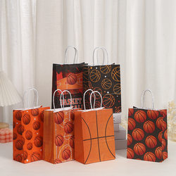 Basketball Printed Gift Bag, Birthday Packaging Bag, Gift Tote Bag, Kraft Paper Bag, Takeaway Shopping Bag Basketball Printed Gift Bag, Birthday Packaging Bag, Gift Tote Bag, Kraft Paper Bag, Takeaway Shopping Bag