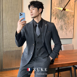 Suit Men's Wedding Dress Groom's Suit Suit Men's Professional Formal Wear Business Casual Korean Style Slim Fit Three-Piece Suit Suit Men's Wedding Dress Groom's Suit Suit Men's Professional Formal Wear Business Casual Korean Style Slim Fit Three-Piece Suit