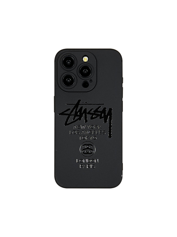 Black STUSSY New Soft Straight Edge 15, 14, 13, 12 iPhone Case