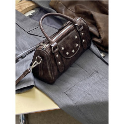 Lu Zi 2025 Niche Design New Women's Bag Retro High-End Boston Bag Single Shoulder Crossbody Handbag Lu Zi 2025 Niche Design New Women's Bag Retro High-End Boston Bag Single Shoulder Crossbody Handbag