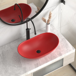 Oval-Shaped Countertop Washbasin, Single Basin, Red Ceramic Washbasin, Hotel Bathroom Basin Sink Oval-Shaped Countertop Washbasin, Single Basin, Red Ceramic Washbasin, Hotel Bathroom Basin Sink