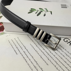Women's Genuine Leather Belt, High-End First-Layer Pure Cowhide, Versatile Black Jeans Belt, New Style with Metal Ring, Thin Waist Belt Women's Genuine Leather Belt, High-End First-Layer Pure Cowhide, Versatile Black Jeans Belt, New Style with Metal Ring, Thin Waist Belt
