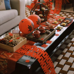 New Chinese-Style Wedding Living Room Coffee Table Decoration, Tablecloth for Both Parties, Wedding Room Layout, Table Runner, Double Happiness Character, Tea Cups New Chinese-Style Wedding Living Room Coffee Table Decoration, Tablecloth for Both Parties, Wedding Room Layout, Table Runner, Double Happiness Character, Tea Cups