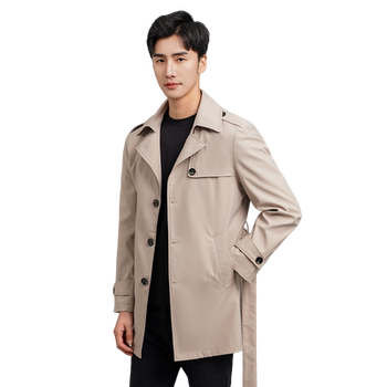 Flying lapel in the snow spring and summer medium-length windbreaker
 Flying lapel in the snow spring and summer medium-length windbreaker