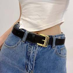 European and American Retro Style m Letter Belt for Women, High-End Simple Gold Metal Buckle Belt, ins Style Jeans Belt, Trendy European and American Retro Style m Letter Belt for Women, High-End Simple Gold Metal Buckle Belt, ins Style Jeans Belt, Trendy