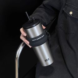 Insulated Straw Cup with Ceramic Liner for Men, Large Capacity Car Coffee Mug, New Portable Cup for Women Insulated Straw Cup with Ceramic Liner for Men, Large Capacity Car Coffee Mug, New Portable Cup for Women