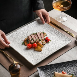 Ceramic Steak Dinner Plate, Western-Style Black Plate, Household Dish Plate, High-End Luxury Square Plate, Flat Plate, New Model 2025 Ceramic Steak Dinner Plate, Western-Style Black Plate, Household Dish Plate, High-End Luxury Square Plate, Flat Plate, New Model 2025