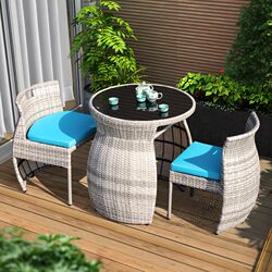 Balcony Small Table and Chair Courtyard Open-Air Casual Rattan Backrest Chair Combination Outdoor Garden Waterproof Sunscreen Three-piece Set Balcony Small Table and Chair Courtyard Open-Air Casual Rattan Backrest Chair Combination Outdoor Garden Waterproof Sunscreen Three-piece Set