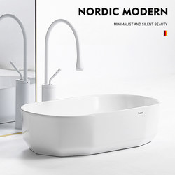 High-End Bright White Countertop Ceramic Washbasin Art Washbasin Bathroom Outdoor Basin Balcony Washbasin High-End Bright White Countertop Ceramic Washbasin Art Washbasin Bathroom Outdoor Basin Balcony Washbasin
