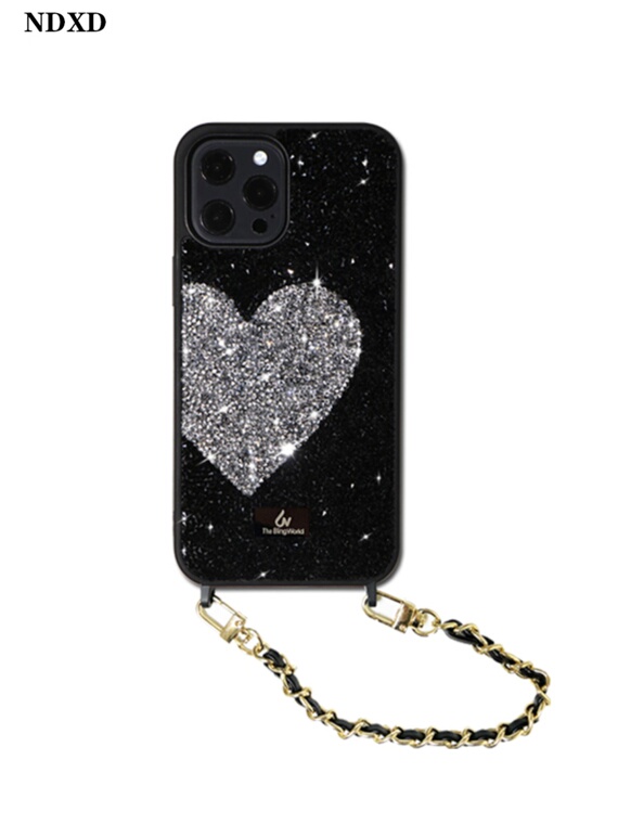 Shiny Rhinestone Diamond Bling Heart Luxury Girls 15, 14, 13, 12 iPhone Case