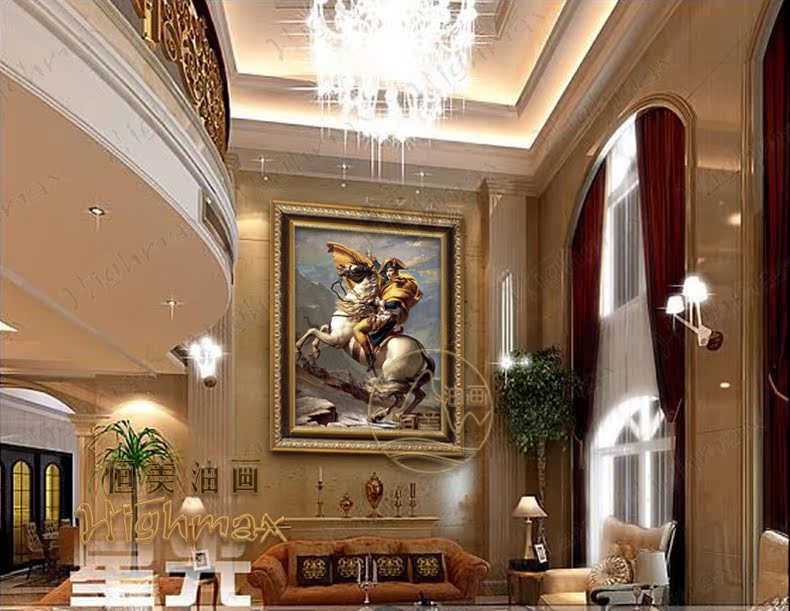 高档欧式古典别墅客厅玄关油画拿破仑有框画