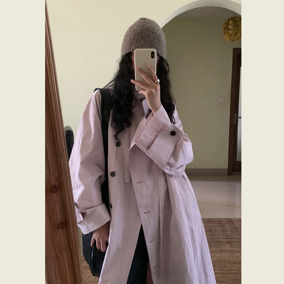 Lazy style stand collar single-breasted strap trench coat for women in spring and autumn Korean high-end relaxed casual mid-length jacket
Lazy style stand collar single-breasted strap trench coat for women in spring and autumn Korean high-end relaxed casual mid-length jacket