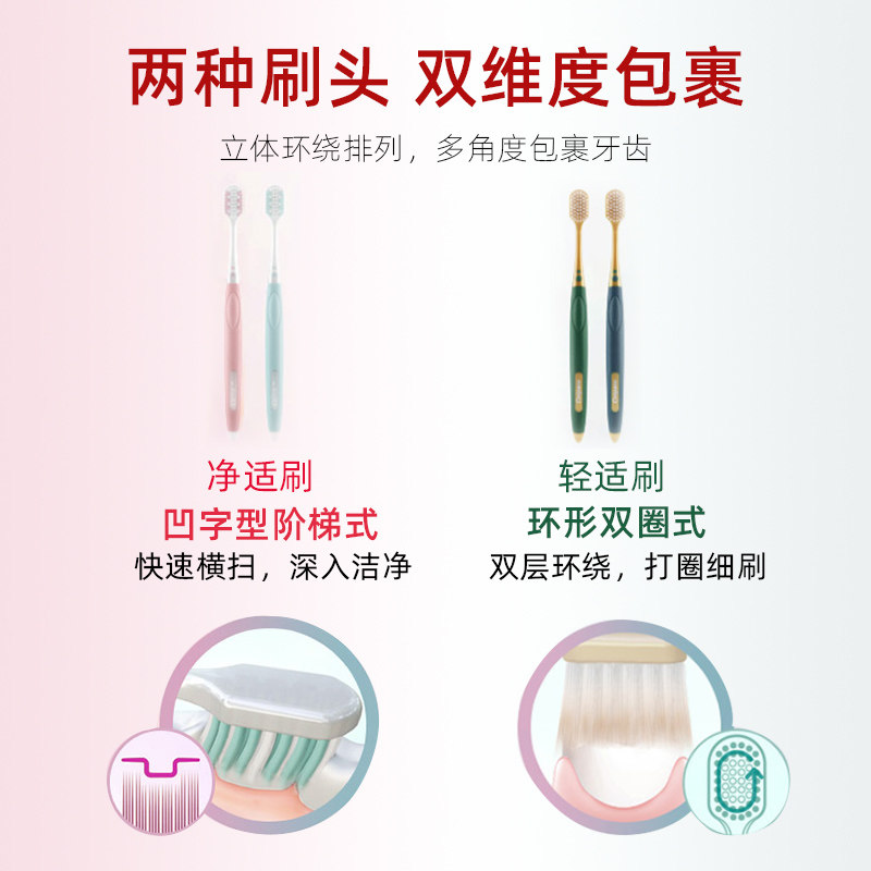 콜게이트 부드럽고 부드러운 실크 소형 브로드 헤드 칫솔 6개 초고밀도 실크 이중층 이식 미세 부드러운 강모 항민감성 클렌징-