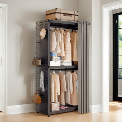Wardrobe for Home Use in the Bedroom, Floor-Standing, Trendy Metal Coat Rack, Dressing Room Storage, Easy Assembly Clothes Rack Wardrobe for Home Use in the Bedroom, Floor-Standing, Trendy Metal Coat Rack, Dressing Room Storage, Easy Assembly Clothes Rack