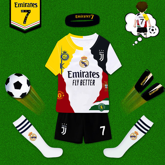 Children's football uniform set summer short-sleeved 25-26C Ronaldo No. 7 commemorative edition sports jersey men's and girls' training suits
Children's football uniform set summer short-sleeved 25-26C Ronaldo No. 7 commemorative edition sports jersey men's and girls' training suits