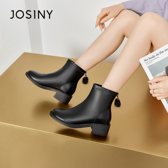 ZhuoSini's new winter women's short boots round toe thick heel plus velvet thickened warm fashion casual cotton boots ZhuoSini's new winter women's short boots round toe thick heel plus velvet thickened warm fashion casual cotton boots