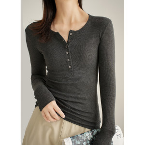 Women's thread Hengli collar T -shirt round neck elastic long -sleeved long -sleeved bottoming shirt inside spring and autumn women's clothing Women's thread Hengli collar T -shirt round neck elastic long -sleeved long -sleeved bottoming shirt inside spring and autumn women's clothing