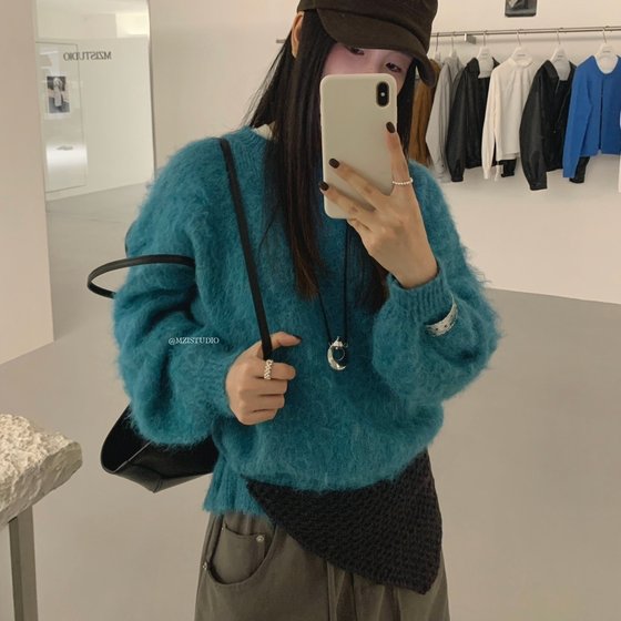 MZI STUDIO Korean standard small round neck pullover wool sweater 2025 autumn long sleeve soft sweater for women MZI STUDIO Korean standard small round neck pullover wool sweater 2025 autumn long sleeve soft sweater for women