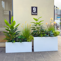 Artificial High-Quality Green Plants, Monstera, Canna, Areca Palm, Mixed Plants in Iron Flower Boxes for Commercial Street Restaurant Partitions Artificial High-Quality Green Plants, Monstera, Canna, Areca Palm, Mixed Plants in Iron Flower Boxes for Commercial Street Restaurant Partitions