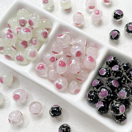 12mm hand-painted glazed luminescent love straight hole black pink beads DIY jewelry bracelet necklace bead accessories 12mm hand-painted glazed luminescent love straight hole black pink beads DIY jewelry bracelet necklace bead accessories