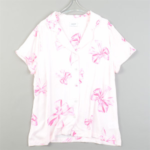 Boutique large-size women's cotton printed pajama top L83586 summer super soft skin-friendly short-sleeved home clothes shirt 
Boutique large-size women's cotton printed pajama top L83586 summer super soft skin-friendly short-sleeved home clothes shirt