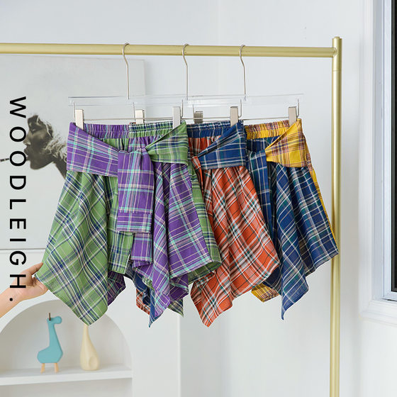Original thin color-blocking plaid skirt, cotton irregular skirt, contrasting elastic skirt, sports cover, A-line skirt pants 
Original thin color-blocking plaid skirt, cotton irregular skirt, contrasting elastic skirt, sports cover, A-line skirt pants